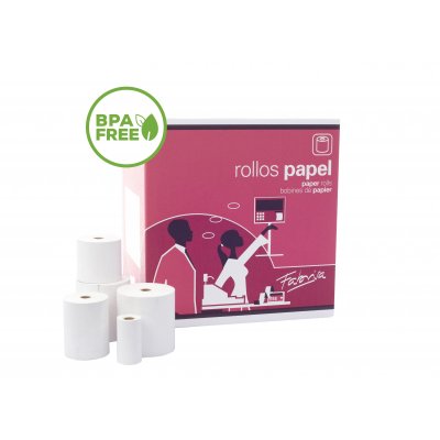 FABRISA Paq.8 rollos papel termico sin BPA 80x80mm diam mandril 12mm