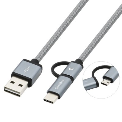 COO-CAB-U2MC-GR cable USB USB 2.0 1 m USB A USB C/Micro-USB B Gris