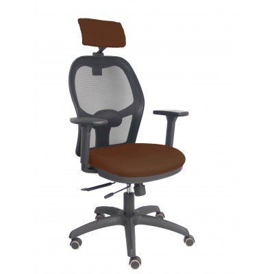 Silla Jorquera traslack malla negra asiento bali marrón oscuro brazos 3D cabecero regulable