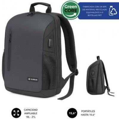Mochila Subblim Xpand Air Padding Backpack para Portátiles hasta 15.6/ Puerto USB/ Negro