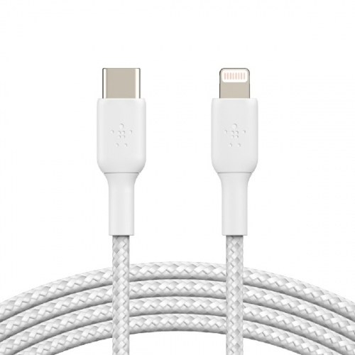 CABLE BELKIN CAA004BT1MWH USB-C A LIGHTNING TRENZADO BOOST CHARGE 1m COLOR BLANCO