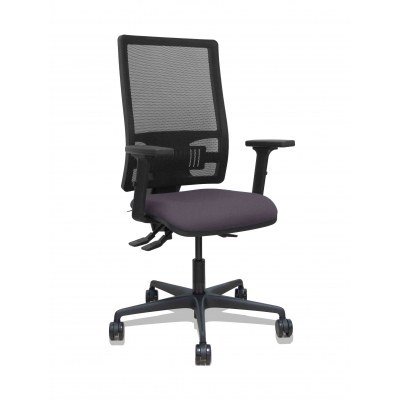 Silla Bormate asincro malla negra asiento bali gris oscuro brazos 2D ruedas 65mm