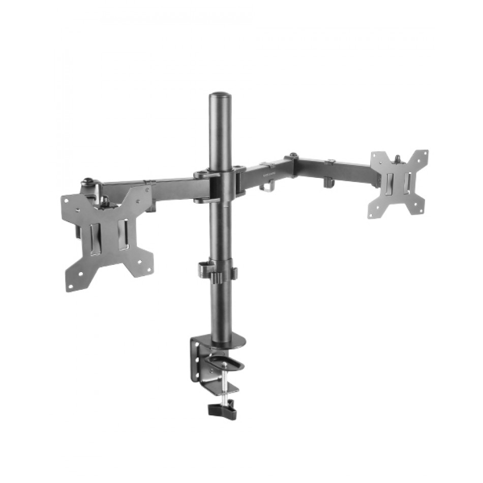 MARM2 Negro, Soporte de Monitor Dual de Brazo para Pantallas Hasta 27, Articulado y Regulable en Altura, Estructura Robusta, Compatible con VESA75 y VESA100