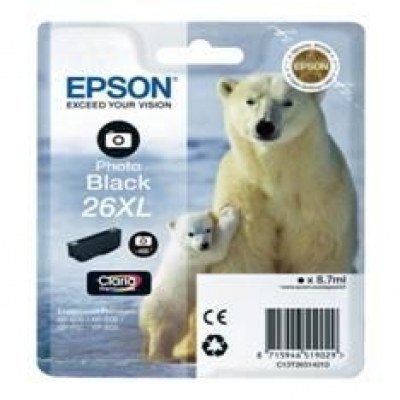 Cartucho tinta epson t263140 photo negro xl xp - 600 - 605 - 700 - 800 - oso polar