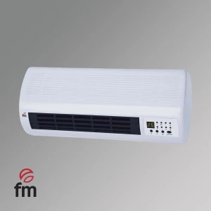 Calefactor cerámico de pared FM TS-2001, 2.000 W, 2 potencias, mando a distancia, blanco