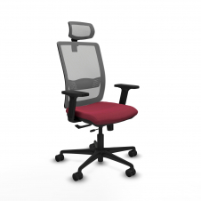 Piqueras y Crespo Haches traslack malla gris bali granate brazos 2D base nailon cabecero malla 2D ruedas 65mm nailon