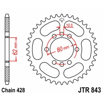 Corona JT SPROCKETS acero estándar 843 - Paso 428 JTR843.53