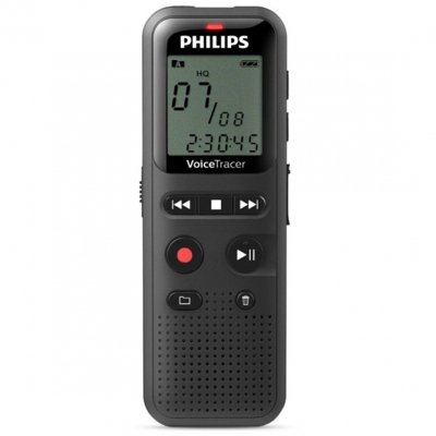 Grabadora de voz philips dvt1160 voice tracer 8khz 8gb color negro