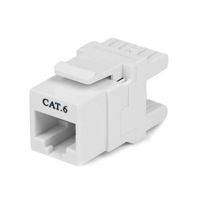 Jack Conector de Pared Módulo Keystone RJ45 Hembra Cat6 de Red 180º - Blanco - Tipo 110
