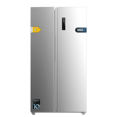 Cecotec Bolero CoolMarket SBS 562 Inox E Frigorifico Americano - Capacidad 562L - Luz LED - Compresor Inverter - Nofrost - Frio Envolvente - Silencioso - Clase E - 91.2x70.4x177cm - Color Acero