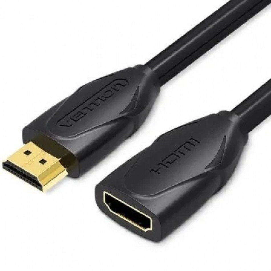 Cable Alargador HDMI Vention VAAB06-B100/ HDMI Macho - HDMI Hembra/ 1m/ Negro