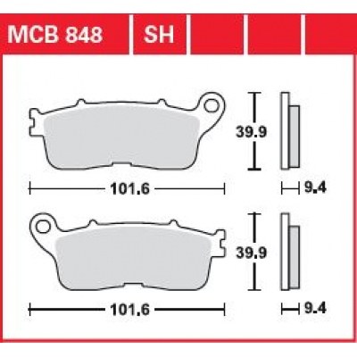 Pastillas de freno traseras sinterizadas serie SH TRW MCB848SH