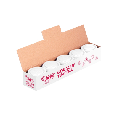 Jovi Bote de Tempera Escolar 35ml - Aplicacion en Multiples Superficies - Uso con Pincel, Rodillo o Espatula - Colores Mezclables - Color Blanco