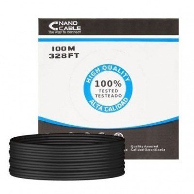 Bobina de Cable RJ45 UTP Nanocable 10.20.0502-EXT-BK Cat.6/ 100m/ Negro