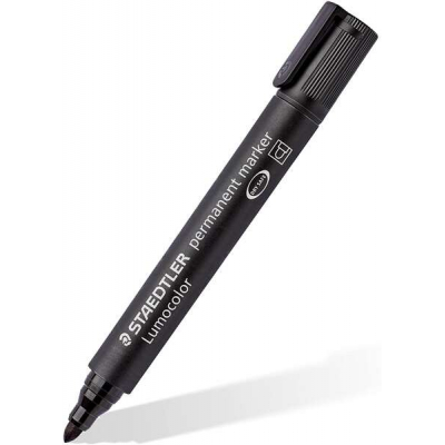 Staedtler Lumocolor 352 Rotulador Permanente - Punta Redonda - Trazo 2mm Aprox - Capuchon con Clip - Secado Rapido - Color Negro