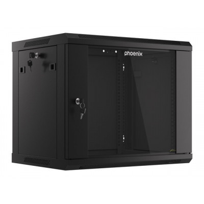 Armario rack phoenix 9u 600x450x501 auto - ensamblado 19'' hasta 60 kg negro