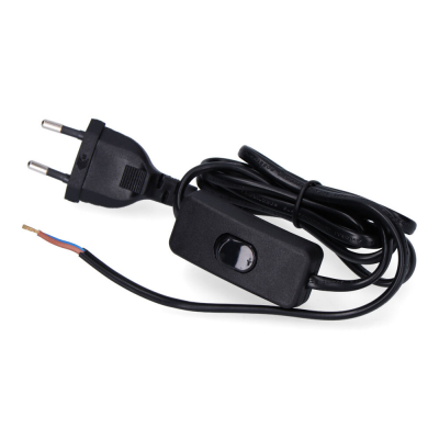 Conexion con interruptor 3a 1,5m 2x0,75mm manguera plana negra edm