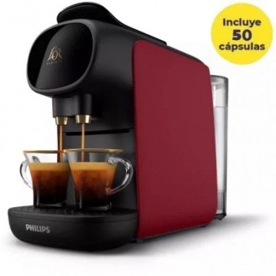 Cafetera de Cápsulas Philips L'Or Barista Sublime LM9012/55/ Compatible cápsulas Nespresso y L'OR/ Negra y Roja/ Incluye 50 Cápsulas