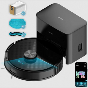 Robot aspirador Cecotec Conga Y50, láser, App, WiFi, 5000 pa succión, cepillo multifunción, base autovaciado, depósito 3 litros, ref. 114519, negro