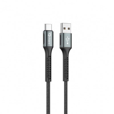 Cable qcharx prague usb a tipo c 3a - 1 m - aleación de aluminio negro cordón de tela suave