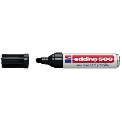 Edding 500 Rotulador Permanente - Punta Biselada - Trazo entre 2 y 7 mm. - Recargable - Secado Instantaneo - Color Negro