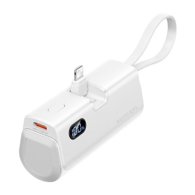 Vention PowerBank 4800mAh - Lightning - Carga Rapida 22.5W - Conector Plegable - Color Blanco