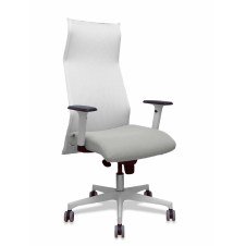 Piqueras y Crespo Sillón Sahuco blanco bali gris claro brazos blancos base blanca ruedas parqué 65mm