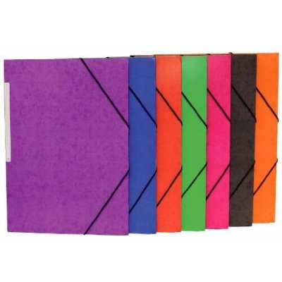 Mariola Carpeta de Carton Simil Prespan con Etiqueta en Lomo Folio 500gr/m2 - Medidas 34x25cm - Cierre con Goma Elastica - Colores Surtidos