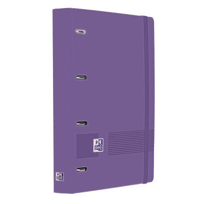 Oxford Europeanbinder Live & Go A4+ Carpeta Tamaño A4+ con Recambio de 100 Hojas Cuadricula 5x5mm - Tapa de Plastico Polyfoam - Cierre con Goma - Color Lila