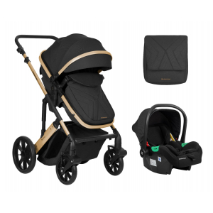 Carrito de bebé Kikkaboo 3 en 1 asiento transf. Darling Negro