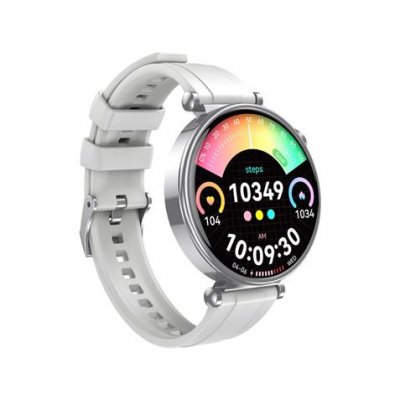 XO GT4 Mini Reloj Smartwatch Pantalla Redonda 1.32 AMOLED - Multideporte - Monitoreo del Sueño - Llamadas BT - IP68 - Color Plata