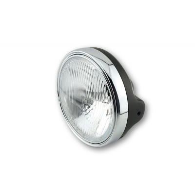 SHIN YO 7-inch LTD headlight, H4 insert, side mounting, clear glass, shiny black/chrome 223-123