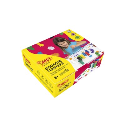 Jovi Gouache Tempera Estuche de 12 Botes 15ml - Mezclables - para Papel, Cartulina, Madera, Tela, Pasta de Modelar y Fango - Incluye Pincel - Color Surtido