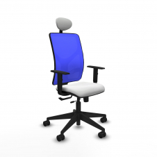 Piqueras y Crespo Motilla traslack malla azul bali blanco brazos 1D base piramidal cabecero fijo ruedas 65mm nailon