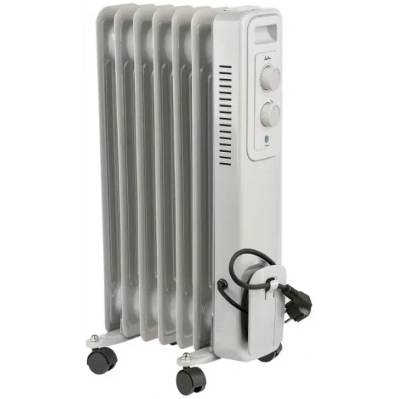Radiador de aceite Jata JCRA2307, 1.500 W, 7 elementos, 3 potencias, termostato regulable, blanco