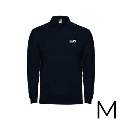 *merchandising* polo negro manga larga talla-m 65% poliéster 35% algodon edm