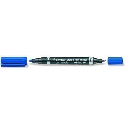 Staedtler Lumocolor 348 Rotulador Permanente de Doble Punta - Secado Rapido - Color Azul