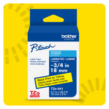 Cinta Laminada Brother Estandar Texto negro sobre cinta amarilla de 18mm x 8m