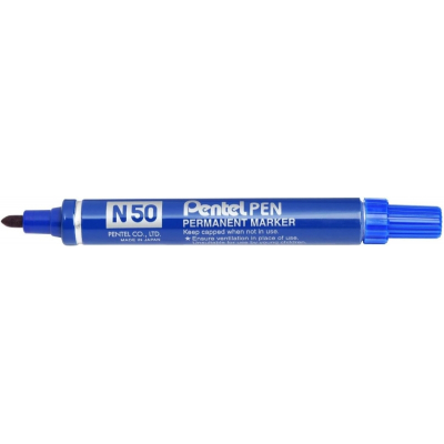 Pentel Pen N50 Rotulador Permanente - Punta de 4.3mm - Resistente a Agua y Luz - Color Azul