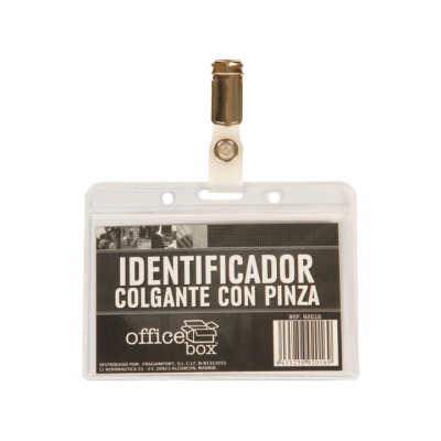 IDENT. APAISADO C/PINZA OFFICE BOX TRANSP. 92016 - Pack de 10 unidades