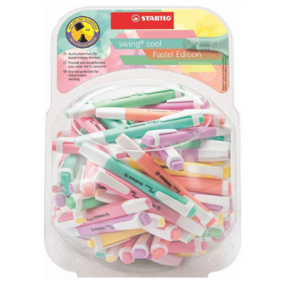 EXPOSITOR BOMBONERA PLASTICO SWING COOL PASTEL 100 UNIDADES SURTIDAS TRAZO 1/4MM. STABILO 275/100-8