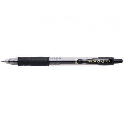 Pilot Boligrafo de Gel G2 Rollerball Retractil - Recargable - Punta de Bola Redonda 0.7mm - Trazo 0.32mm - Grip Ergonomico - Color Negro