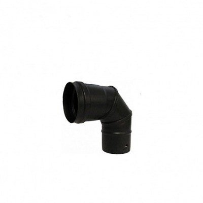 Codo 90º para estufa de pellets en acero vitrificado negro Dinak de Ø80mm