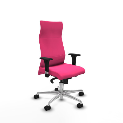 Albacete dirección sincro similpiel rosa brazos 1D cromados base aluminio ruedas 65 nailon