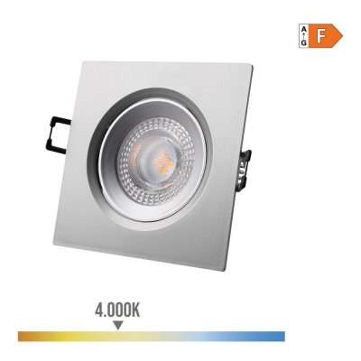 Downlight led empotrable cuadrado 5 w 4000 k luz dia color cromo 9 x 9 cm