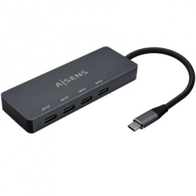 Hub USB Tipo-C Aisens A109-0745/ 4xUSB/ Gris