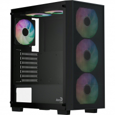 GABINETE AEROCOOL B509A FLOW BLACK ATX CRISTAL TEMPLADO 4 FAN RGB