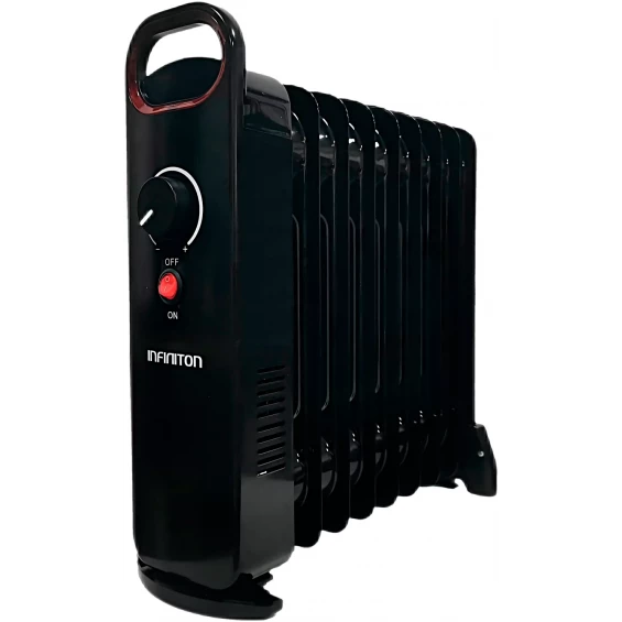 Radiador de aceite mini Infiniton HORM-N10, 900 W, 1 potencia, termostato regulable, negro
