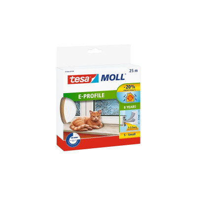 Tesa Moll Classic E-Perfil Burlete para Ventanas Perfil E 25m x 9mm x 4mm - Color Blanco