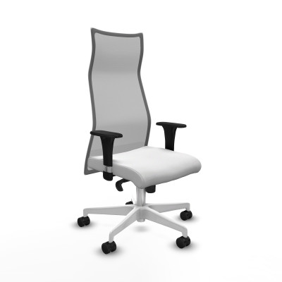 Albacete malla sincro malla gris bali blanco brazos 1D base blanca ruedas 65 mm nailon